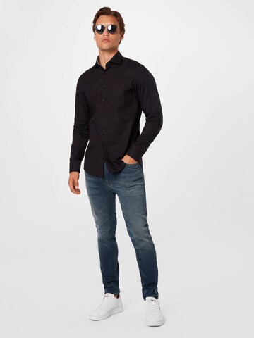 SEIDENSTICKER Slim Fit Hemd in Schwarz