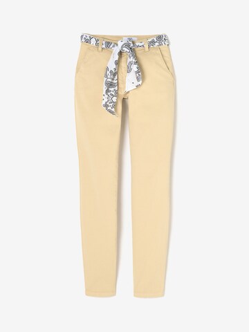 Pantalon chino Le Temps Des Cerises en beige : devant