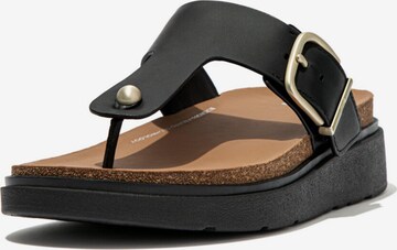 FitFlop T-Bar Sandals in Black: front