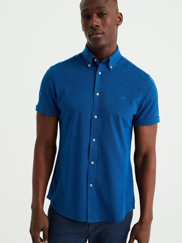 WE Fashion Slim fit Button Up Shirt in Blue