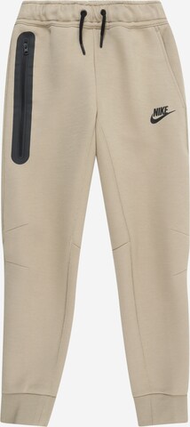 Nike Sportswear Tapered Παντελόνι 'TECH FLEECE' σε μπεζ: μπροστά