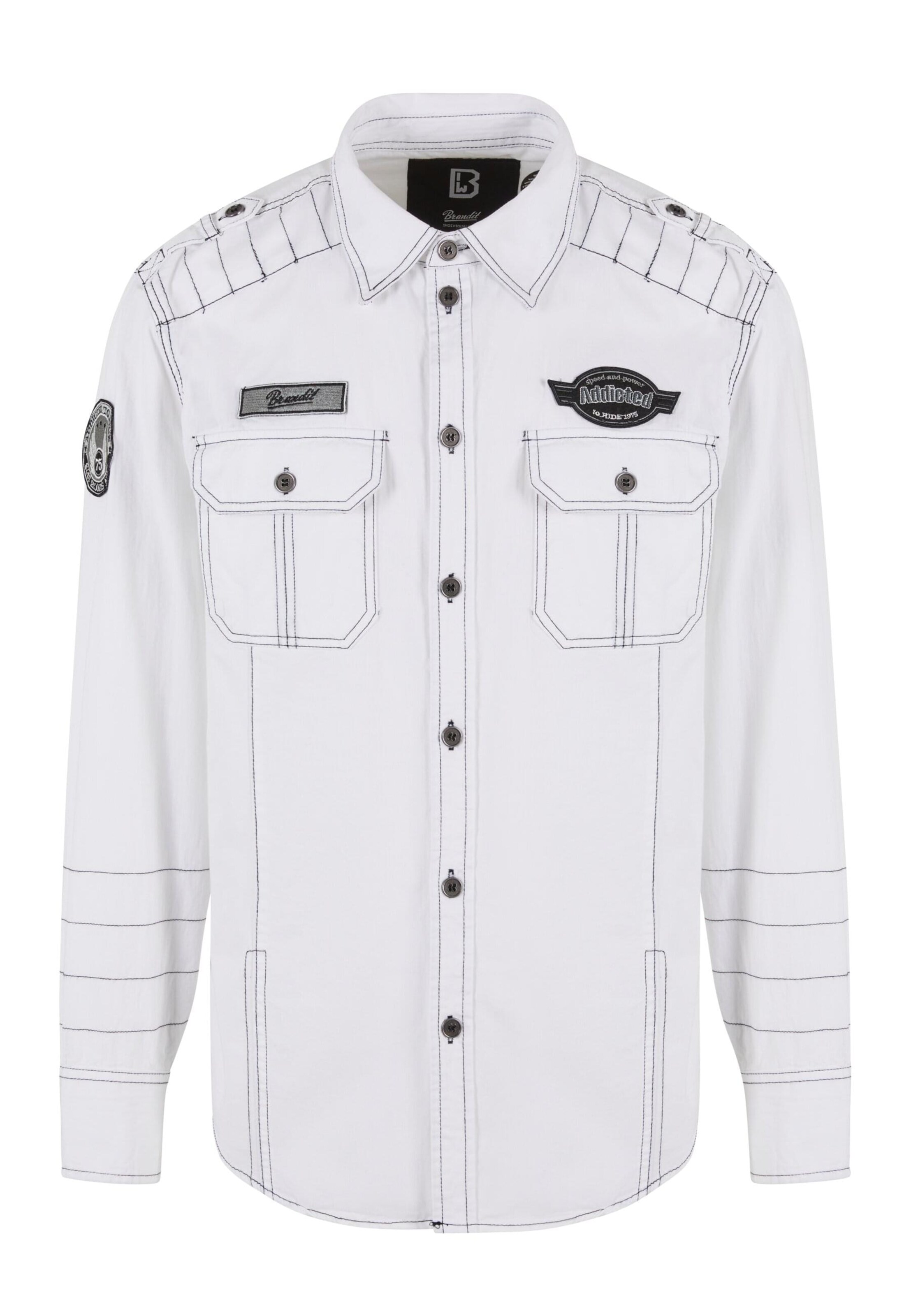 Brandit Regular fit Srajca 'Luis' | bela barva: sprednja stran