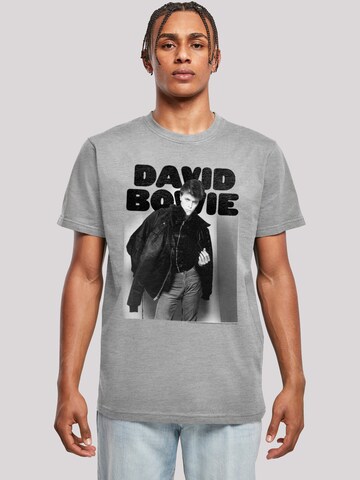 F4NT4STIC Shirt 'David Bowie Jacket Photograph' in Grijs: voorkant