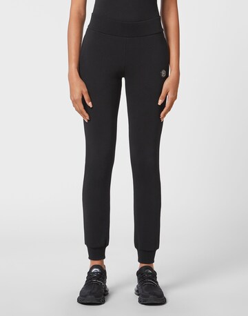 Plein Sport Tapered Trousers in Black: front