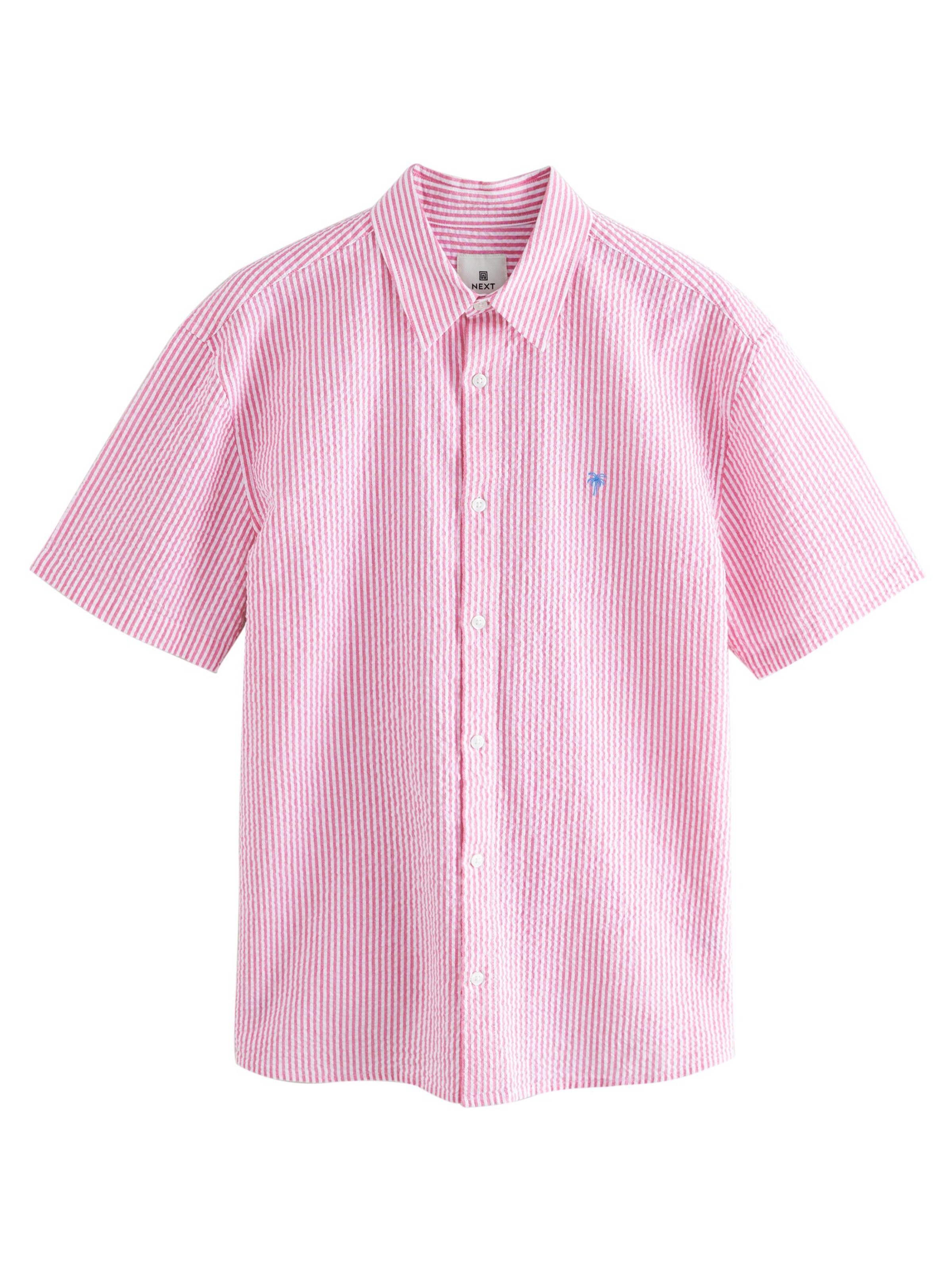 Next Regular fit Button Up Shirt in Pink: front