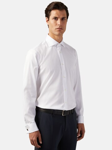 Coupe slim Chemise business Boggi Milano en blanc : devant
