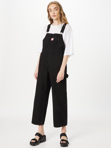 Monki Regular Tuinbroek jeans in Zwart: voorkant