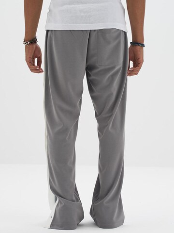 Koyumi Regular Sportbroek 'Druckknöpfen  mit weißen Streifen' in Grijs