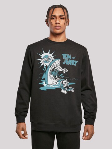 Felpa 'Tom und Jerry Summer Shark' di F4NT4STIC in nero: frontale