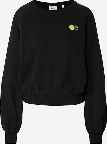 KnowledgeCotton Apparel Sweatshirt 'SMILEY™' in Zwart: voorkant