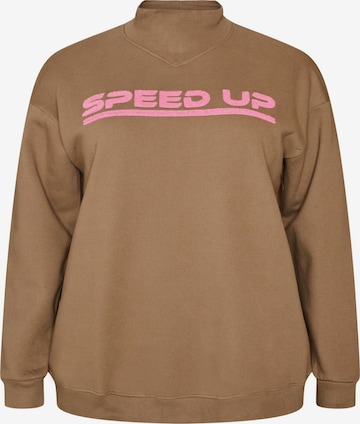 Sweat-shirt 'ARIKKE' Active by Zizzi en marron : devant