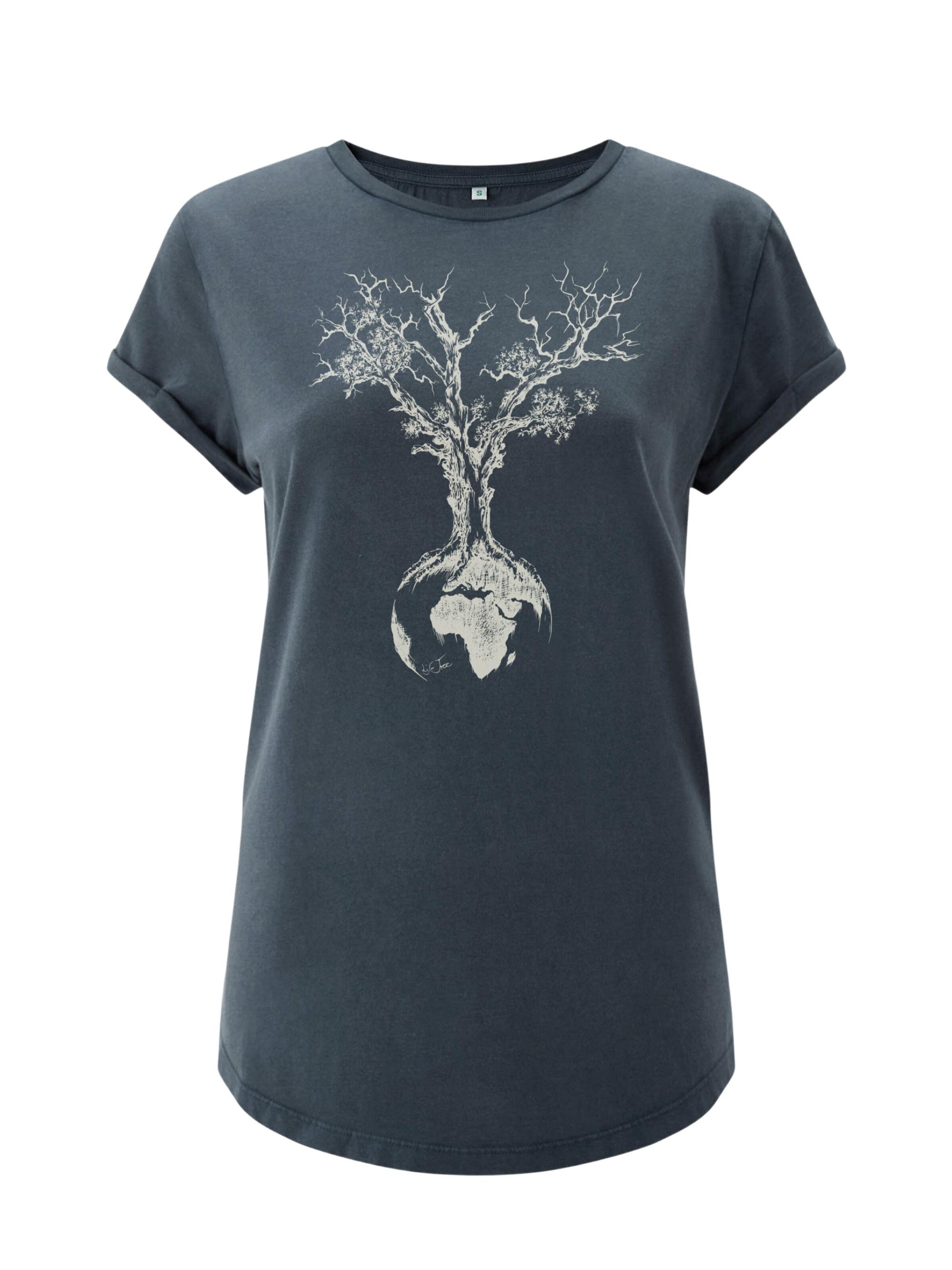 Life-Tree Shirt 'Fairwear Organic Weltenbaum'‌‌‌‌ in Blau: Vorderseite