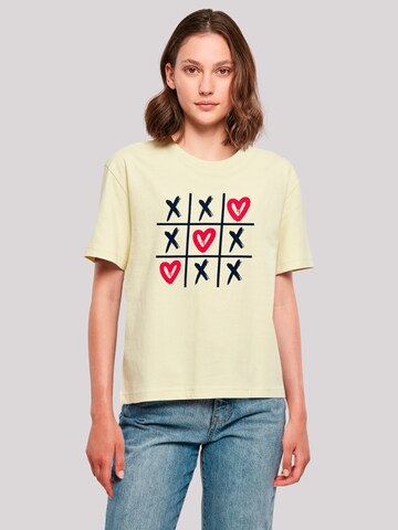 F4NT4STIC Shirt 'Valentinstag Herz Tic Tac Toe' in Yellow: front
