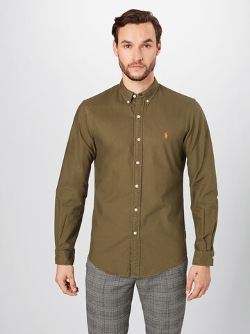 Polo Ralph Lauren - Ajuste estrecho Camisa en verde: frente