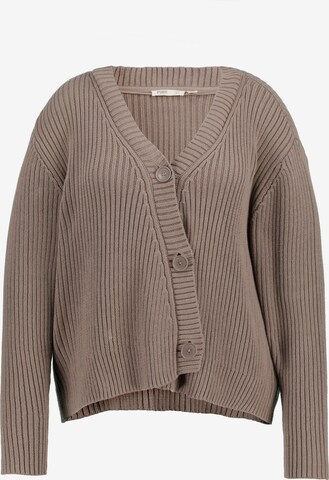 Ulla Popken Knit Cardigan in Beige: front