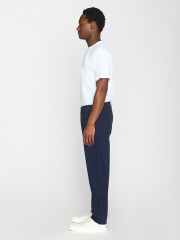KnowledgeCotton Apparel Regularen Chino hlače 'Chuk' | modra barva