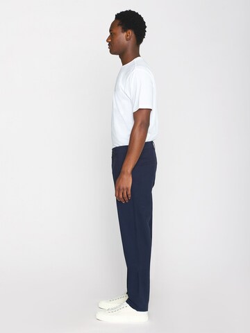 KnowledgeCotton Apparel Regular Chinohose 'Chuk'  (GOTS) in Blau