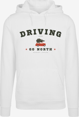 Sweat-shirt 'Driving Home Weihnachten' F4NT4STIC en blanc : devant