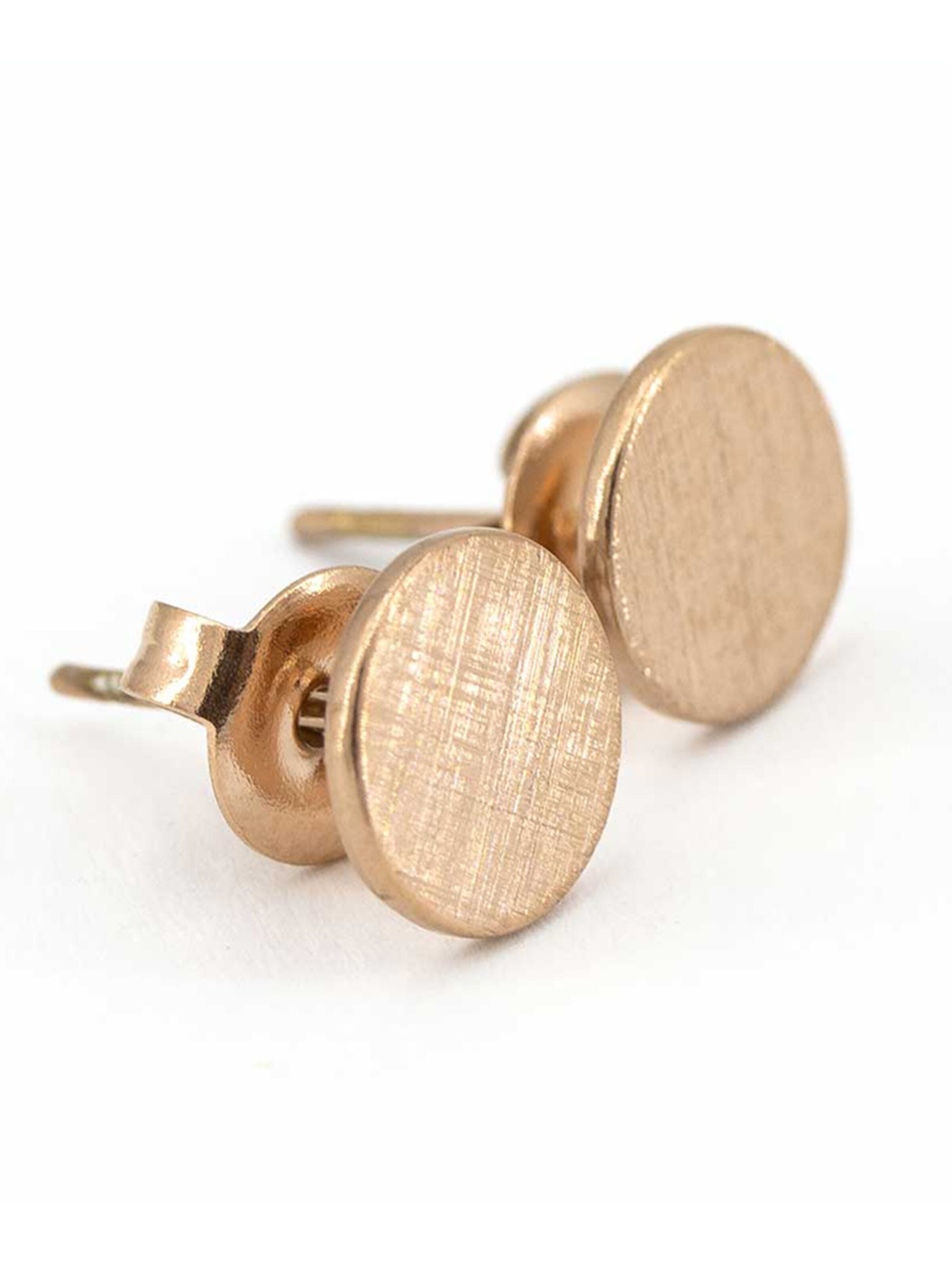 Sergio Engel Ohrringe 'Pura Ohrring 08 Minimalistische Edelstahlstecker in 3 Farben mit gekratzter Oberfläche'‌ in Gold: Vorderseite