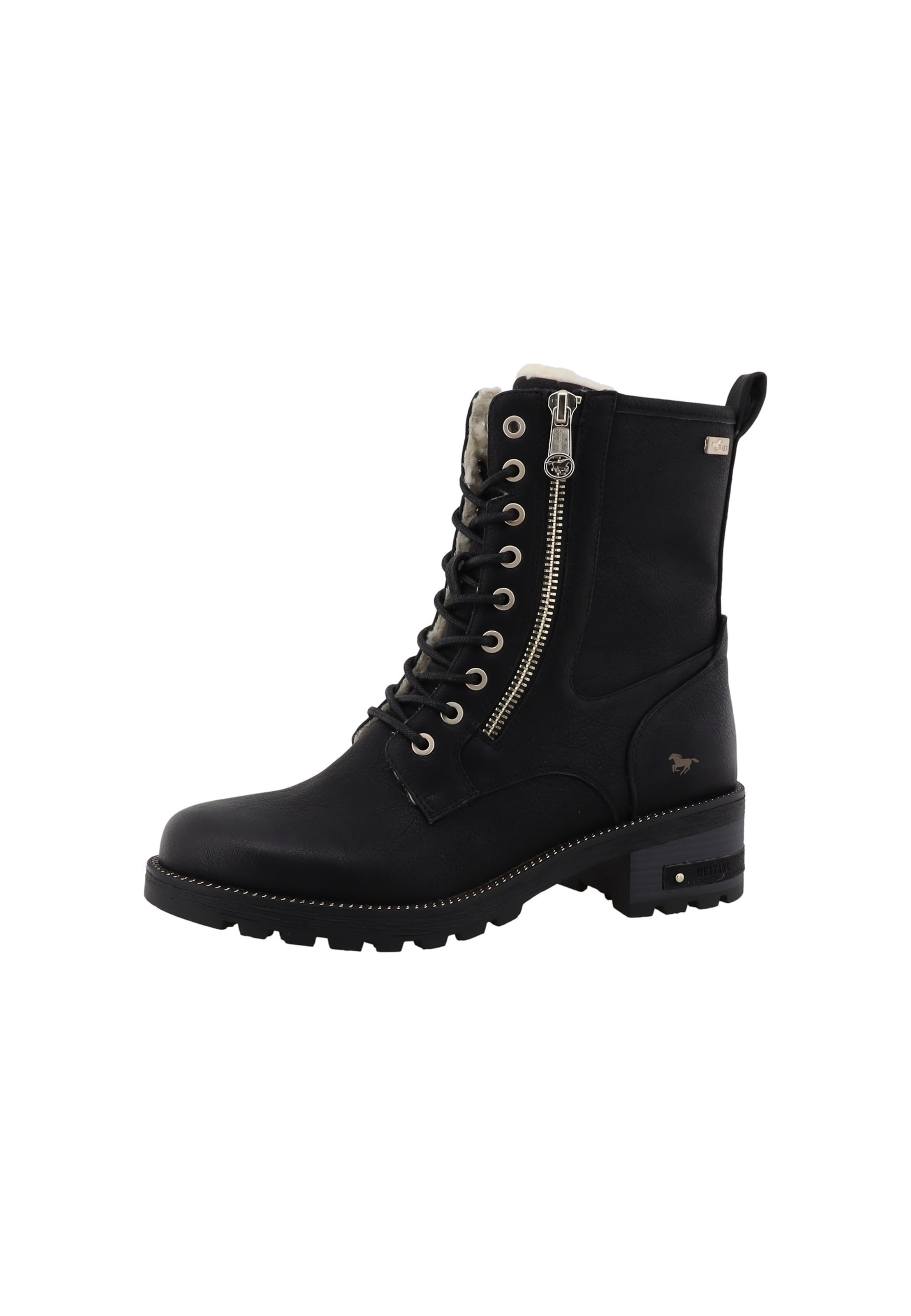 MUSTANG Lace-Up Ankle Boots in Black: front