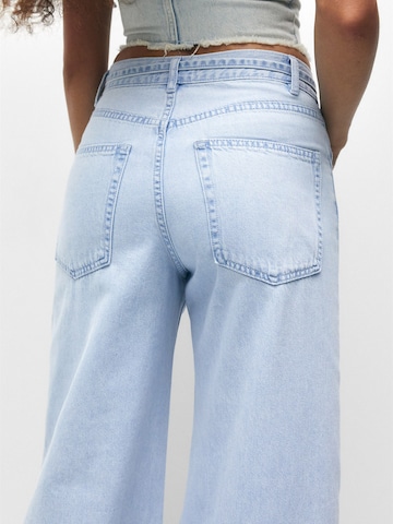 Wide leg Jeans de la Pull&Bear pe albastru