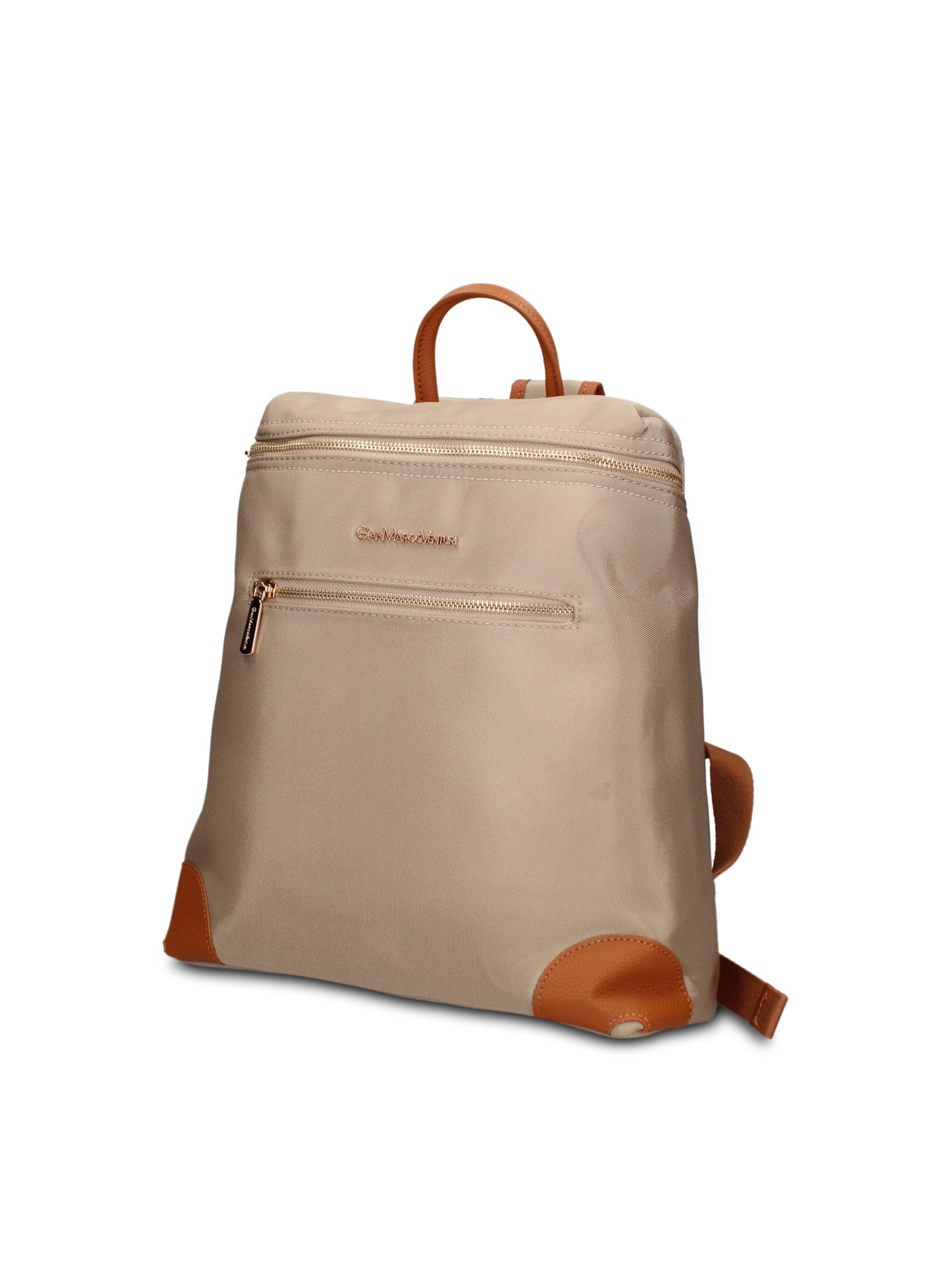Zaino 'Zaino Vegan Leather Gianmarco Venturi - e con Zip' di GianMarco Venturi in beige: frontale