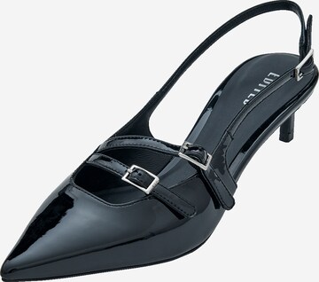 melns EDITED Vaļējas augstpapēžu kurpes 'Gilliane': no priekšpuses
