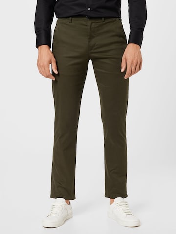 Coupe slim Pantalon chino 'Stoke' SELECTED HOMME en vert : devant