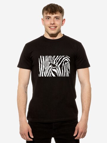 T-Shirt 'Black & White Zebra Eye' Cotton Prime en noir : devant