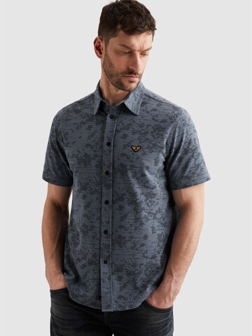 PME Legend Regular fit Overhemd 'Shirt in jersey piqué with allover print' in Blauw: voorkant