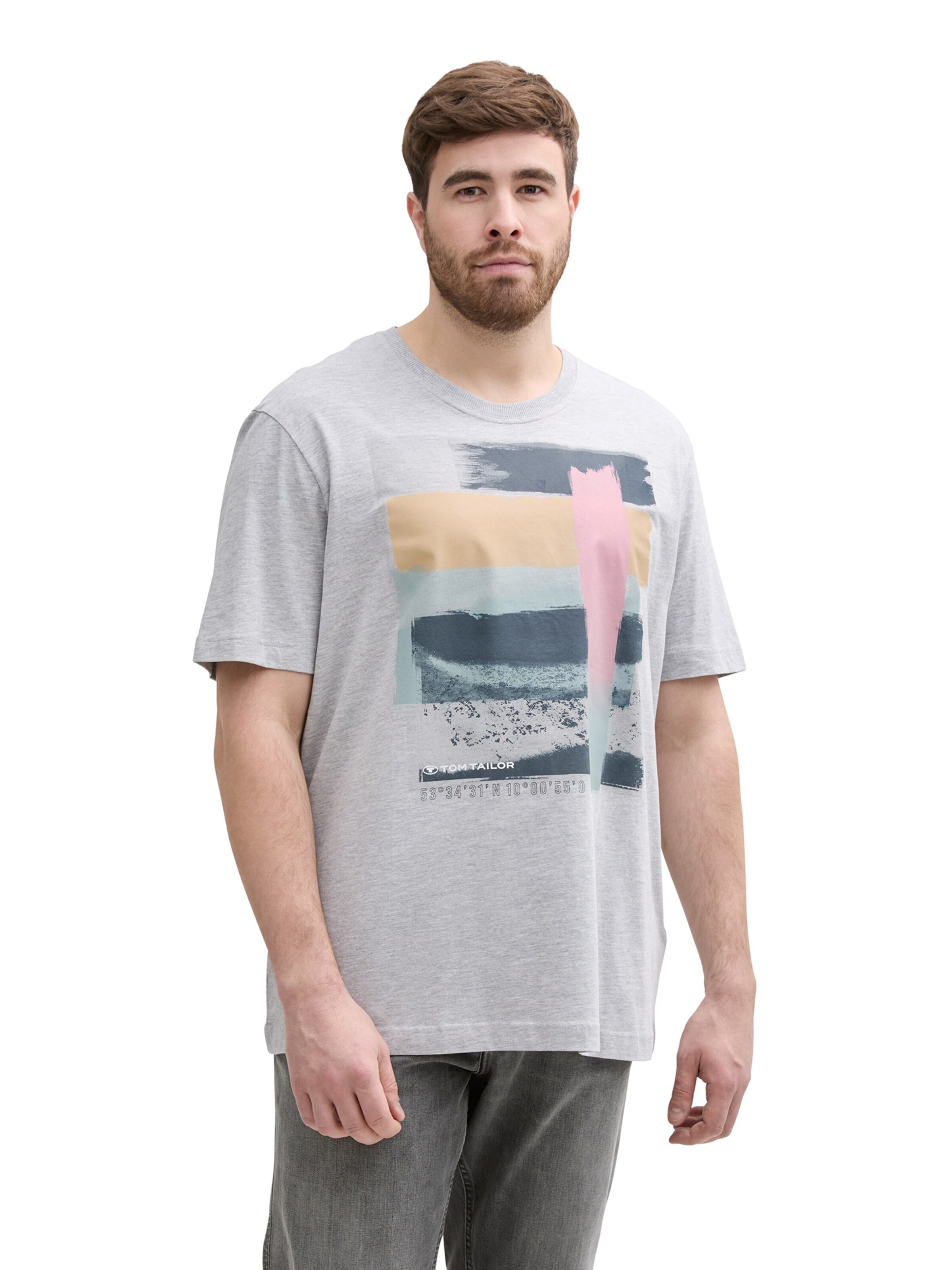 T-Shirt TOM TAILOR Men + en gris : devant