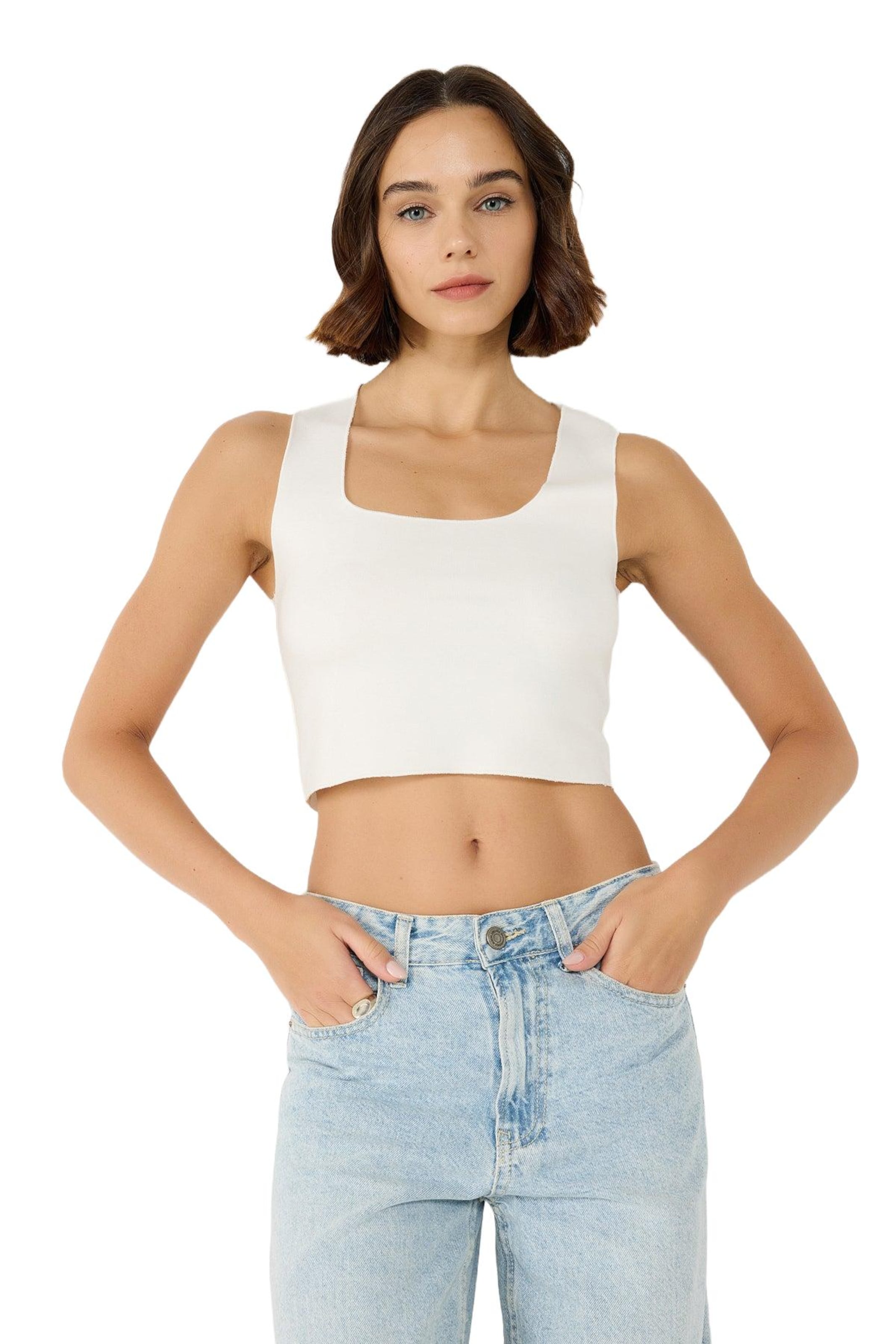 No Matter What Top in Weiß: Vorderseite