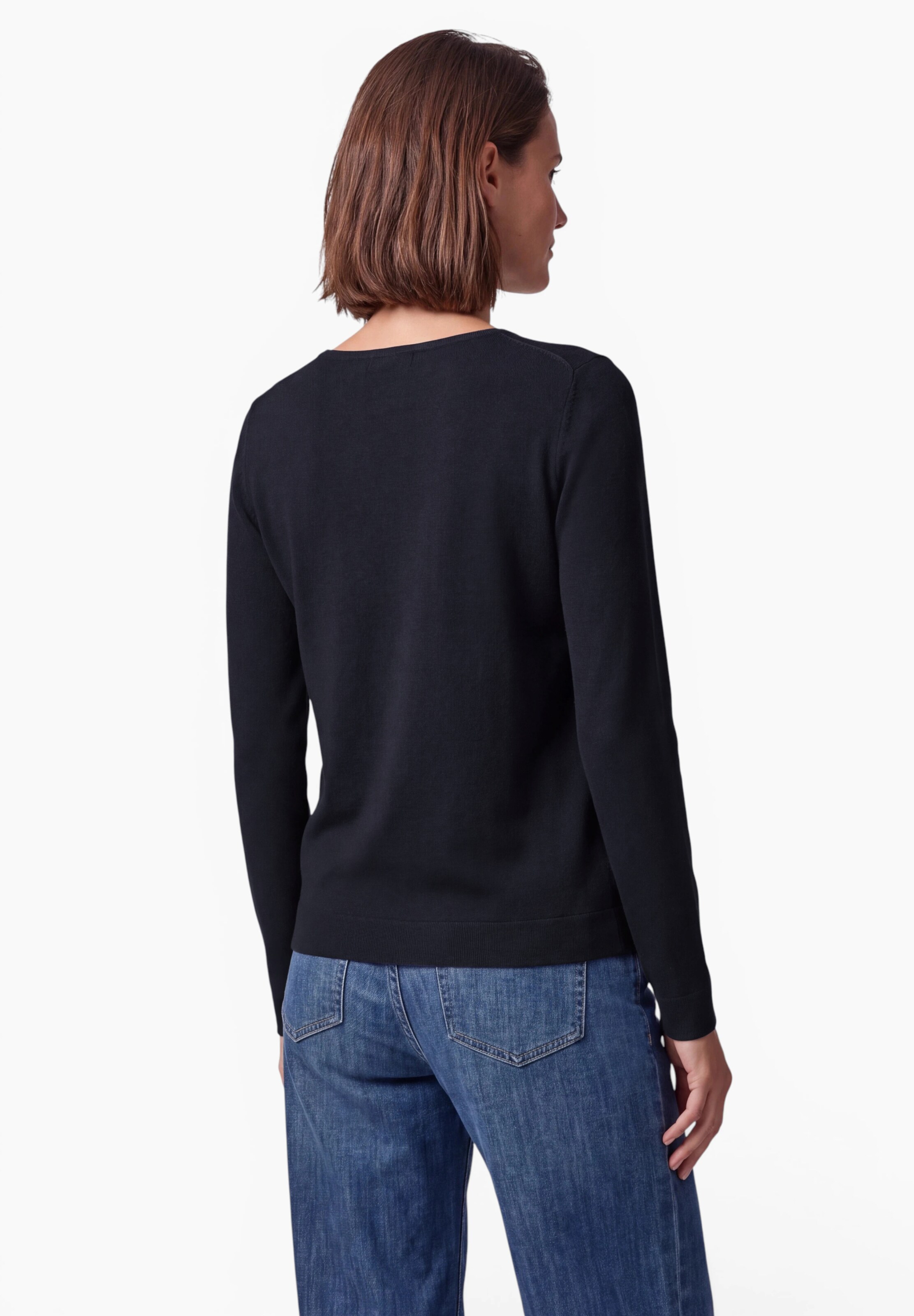 CECIL Langarm Pullover mit Rundhals und Struktur in Blau
