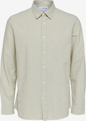 SELECTED HOMME Button Up Shirt 'REGGUY' in Beige: front