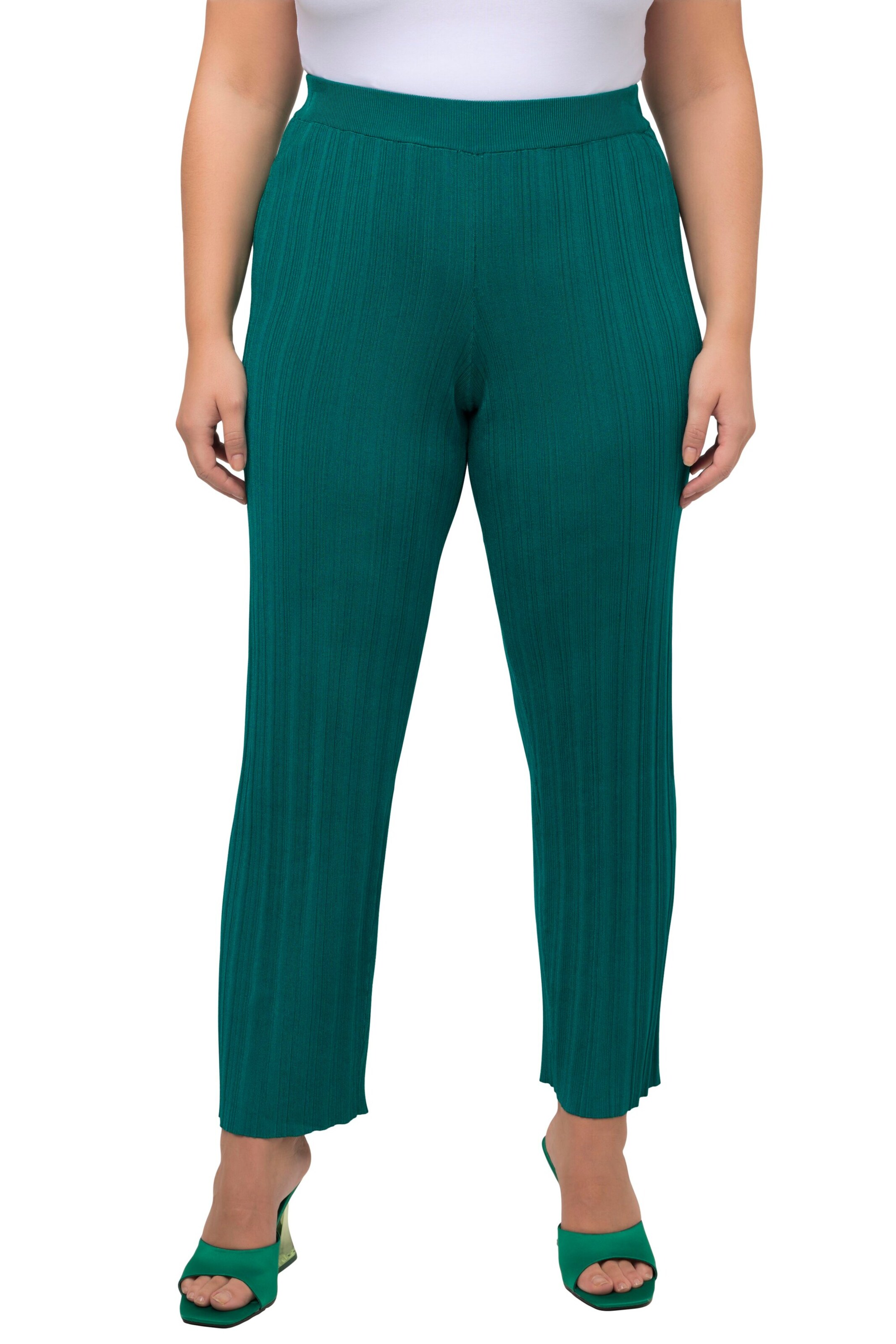 Ulla Popken Regular Hose in Grün: Vorderseite