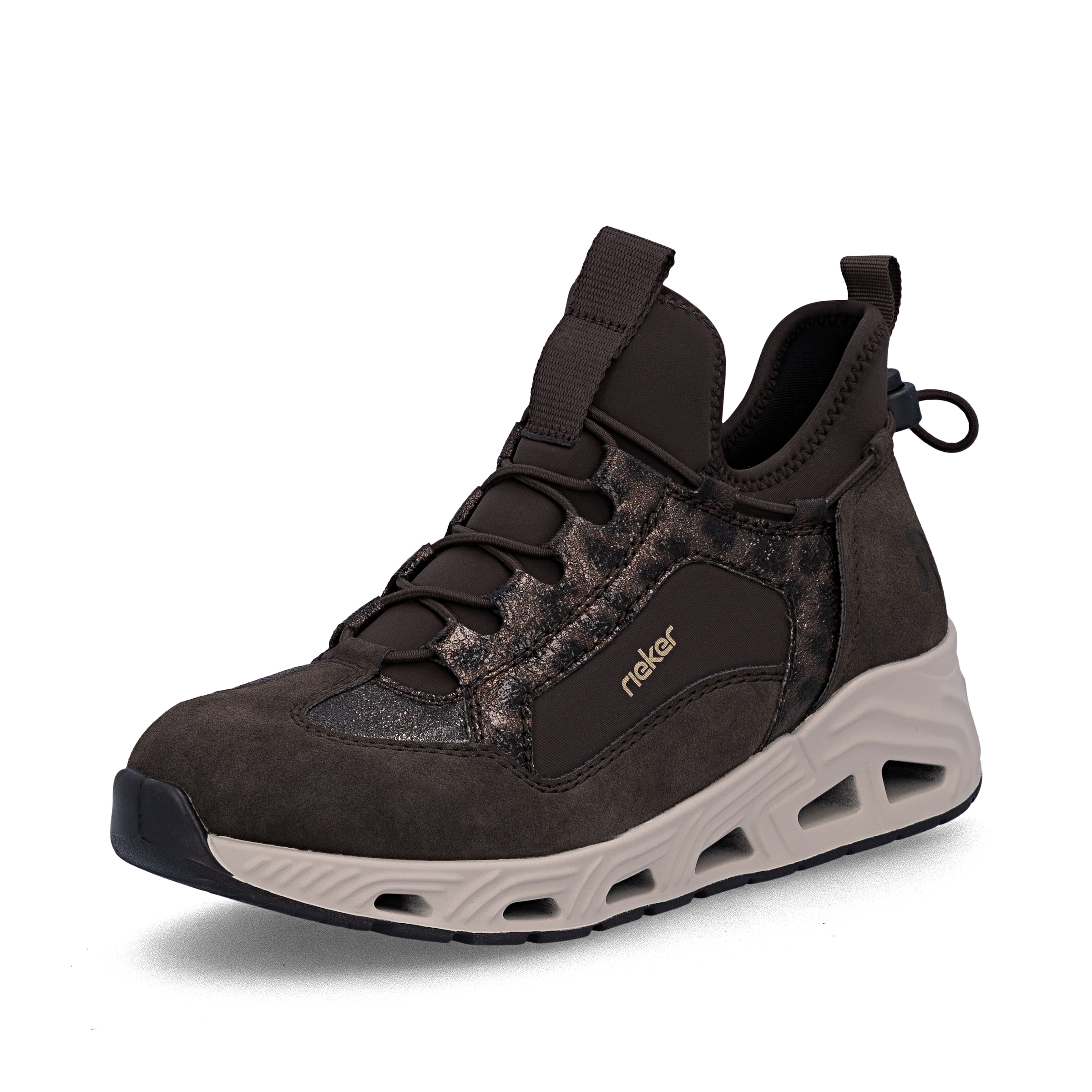 Baskets hautes Rieker en marron : devant