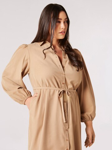 Apricot Shirt Dress in Beige