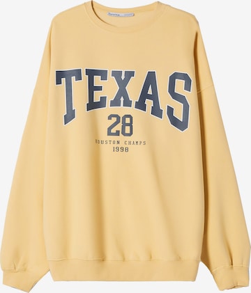 Sweat-shirt Bershka en jaune : devant