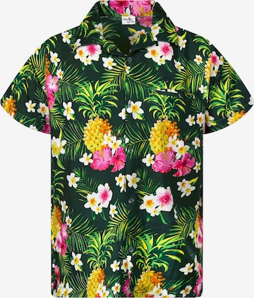 King Kameha Hemd 'Pineapple Flowers' in Grün: Vorderseite