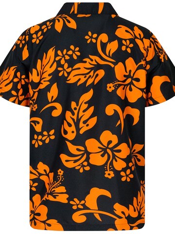 King Kameha Shirt 'Hibiscus Black Line'‌‌‌‌ in Orange