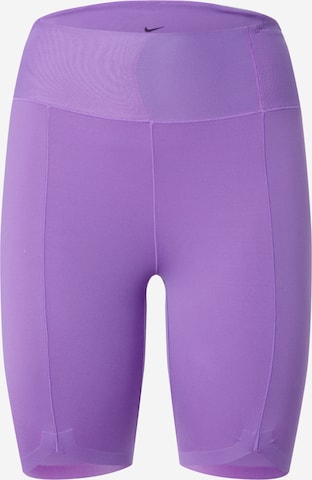 NIKE Skinny Workout Pants in Purple: front