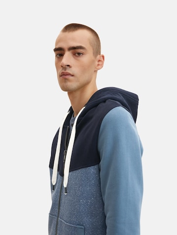 TOM TAILOR Zip-Up Hoodie in Blue