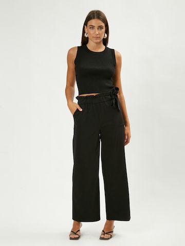 Influencer Wide leg Trousers 'Tie up' in Black