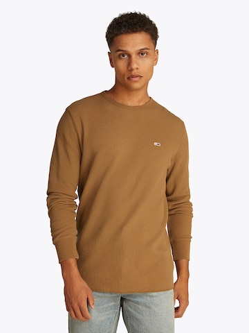 Tommy Jeans Тениска в бежово: отпред