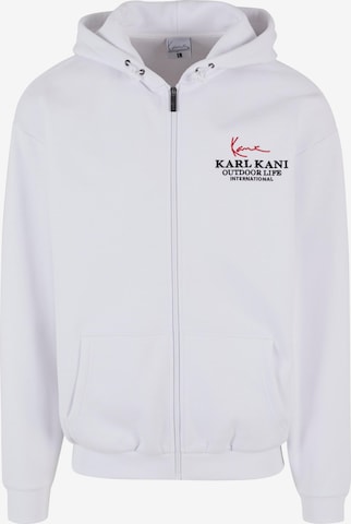 Karl Kani Zip-Up Hoodie in White: front