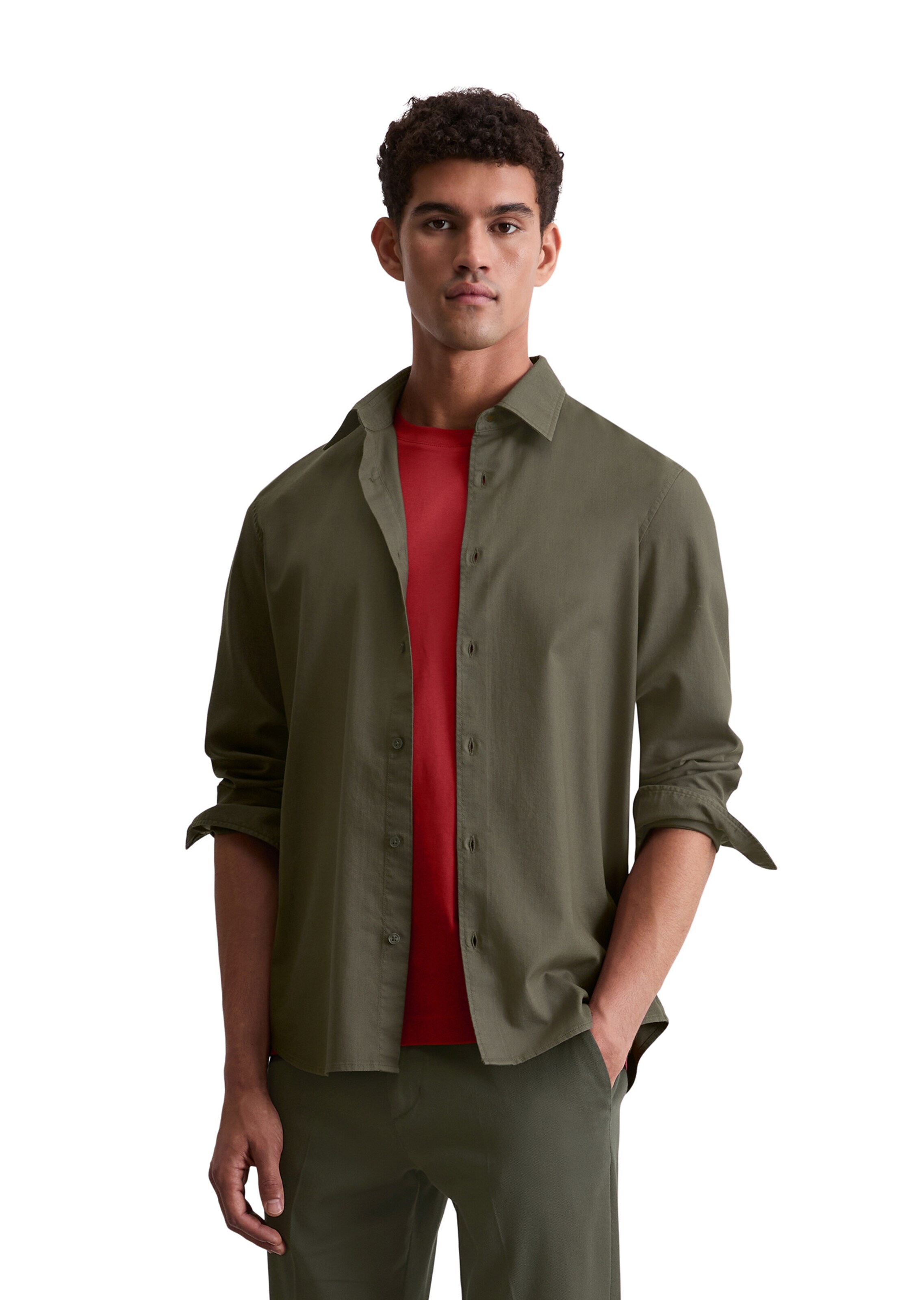 Marc O'Polo Slim fit Button Up Shirt in Green: front
