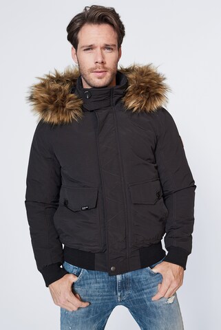 Harlem Soul Winterjacke in Schwarz: Vorderseite