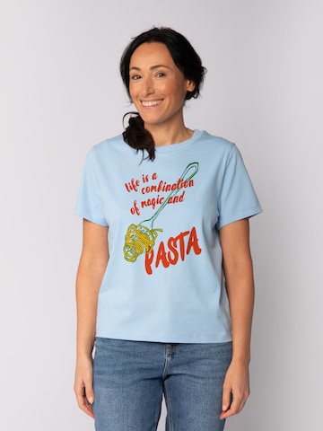 Watapparel Shirt 'Magic And Pasta' in Blauw: voorkant