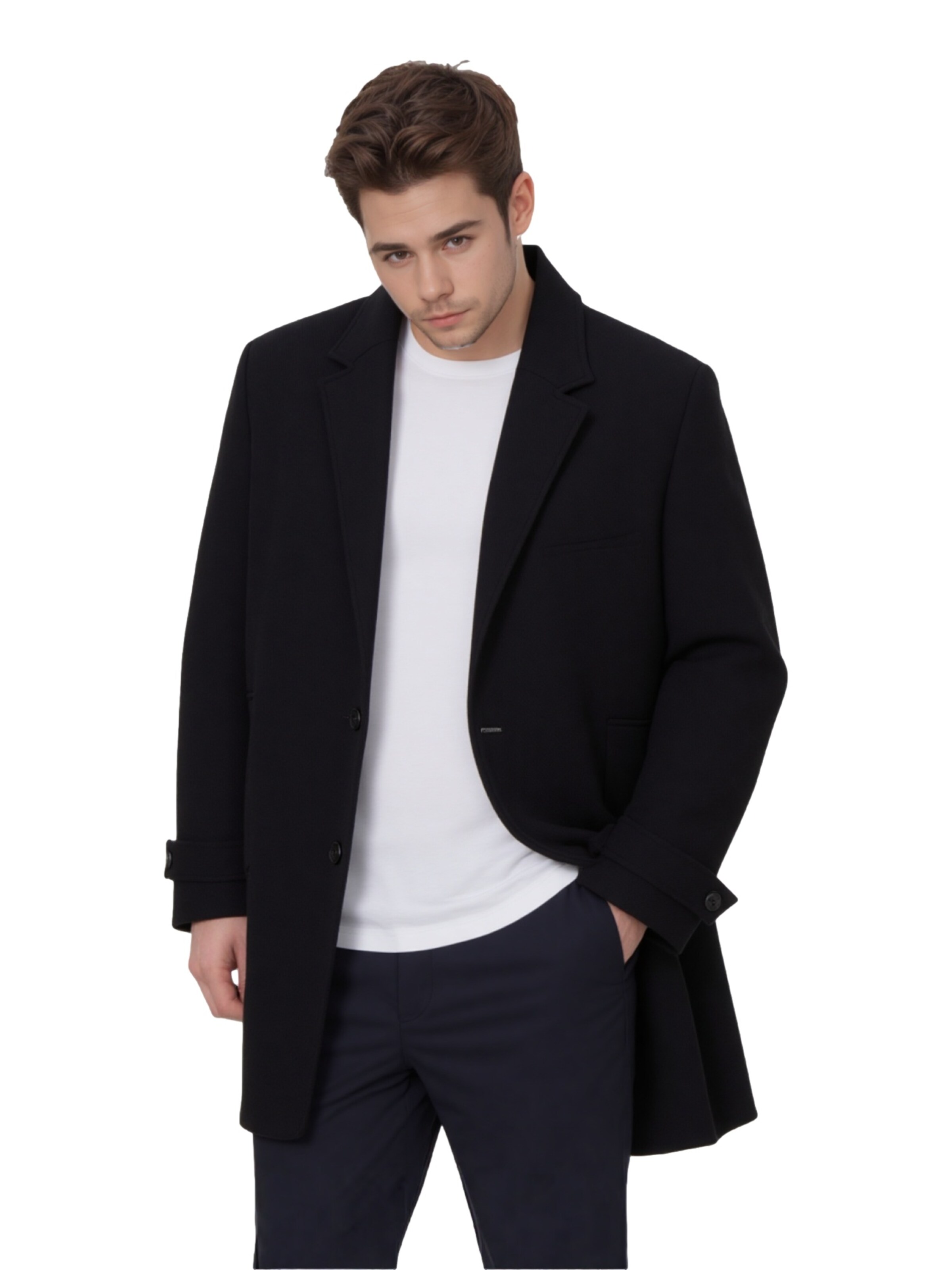 JACK & JONES - Sobretudo meia-estação 'JPRBLAWALTER' em preto: frente