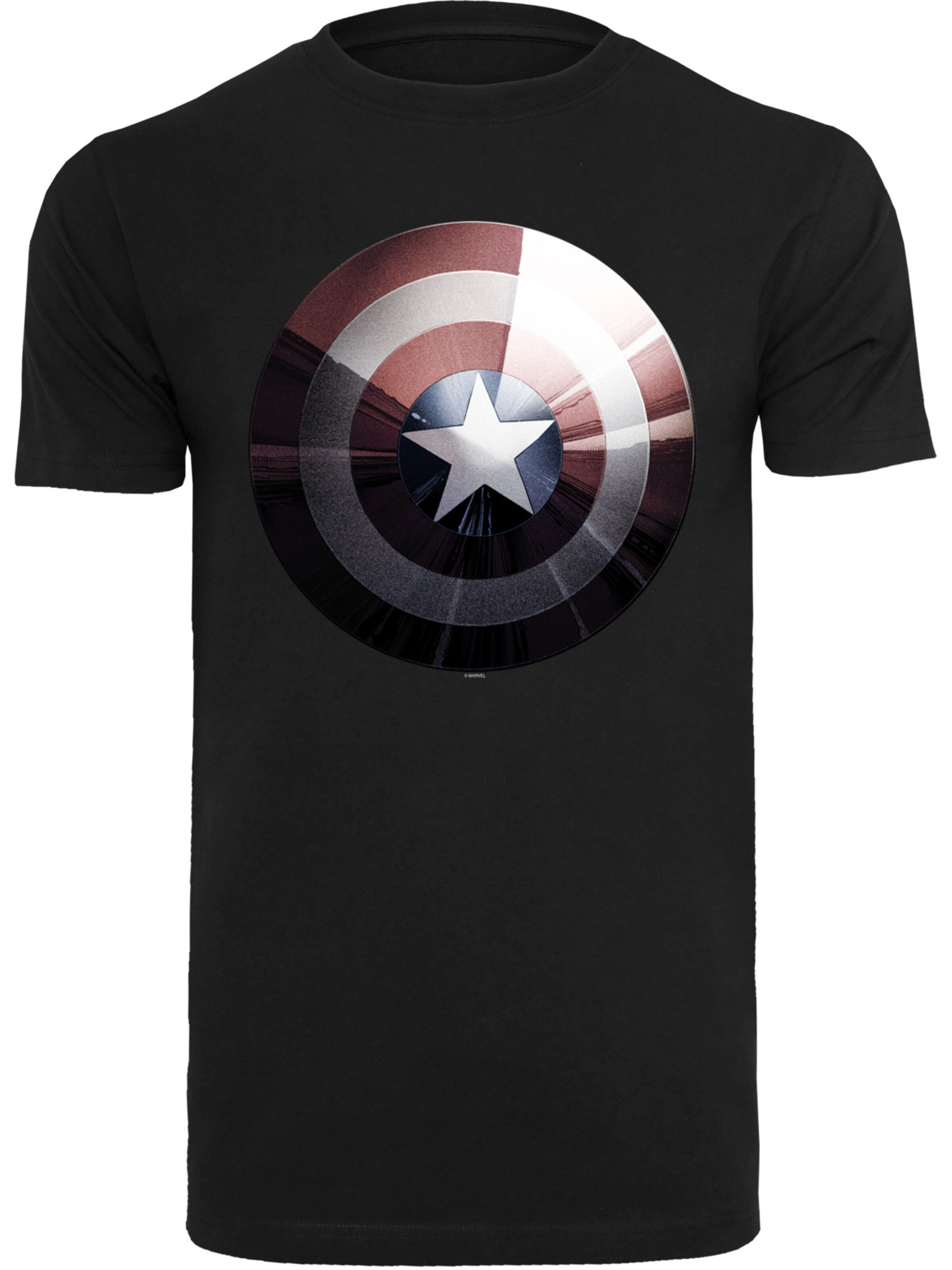 T-Shirt 'Marvel Captain America Shield Shiny' F4NT4STIC en noir : devant